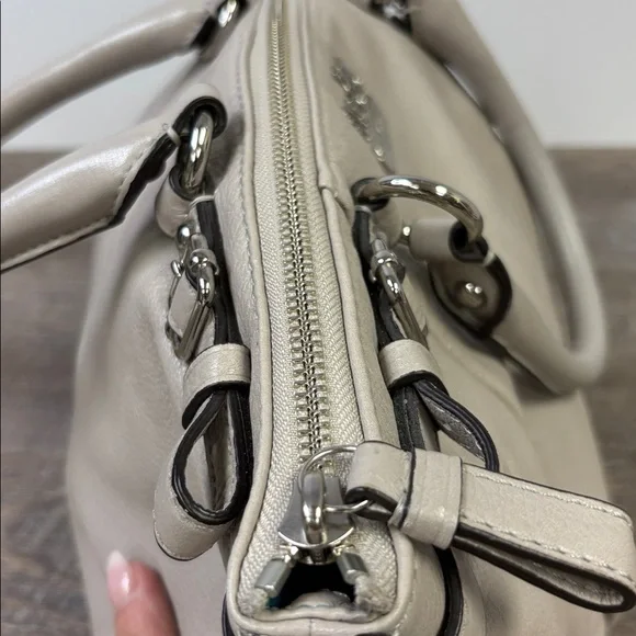 Coach Madison Leather Lindsey Satchel — Pebbled Dove Gray (Style G1120-18609)